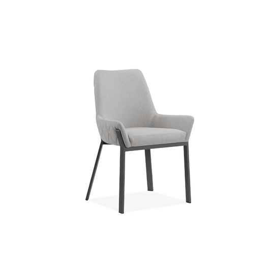 Pearl Dining Chair in Quilted Light Grey Fabric