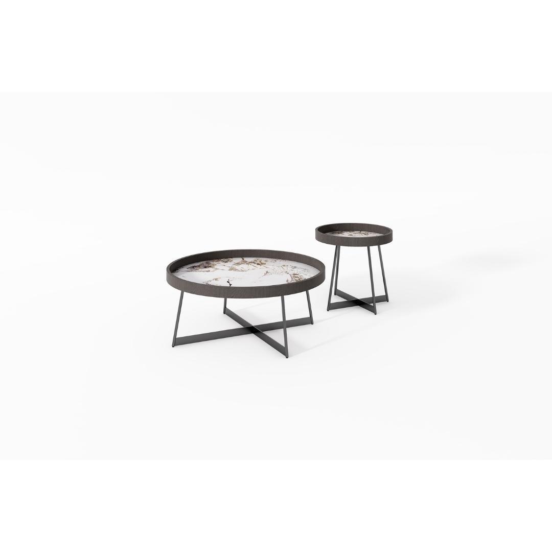 Radius Round Coffee Table (90cm) in Grey Oak Veneer