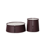 Saddle Coffee Table in Dark Brown Saddle Leather and Grey Ceramic