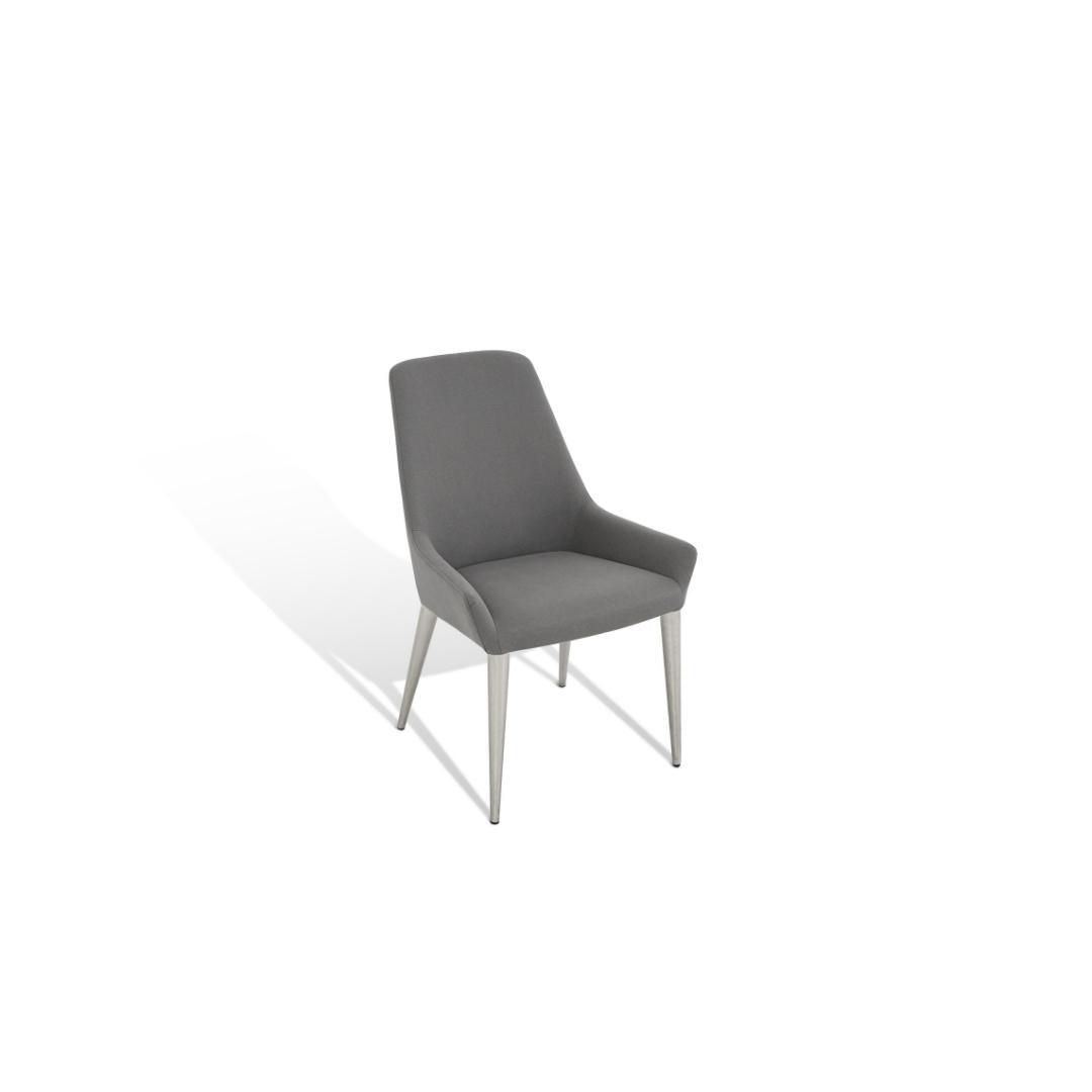 Seville Dining Chair in Grey Fabric & Stainless Steel Finish